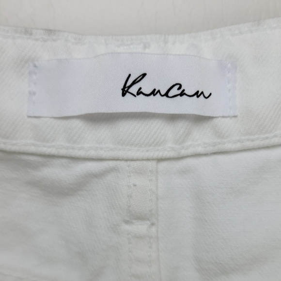 KanCan You Only Live Once White Denim Distressed High Rise Shorts Size Medium - Picture 4 of 8